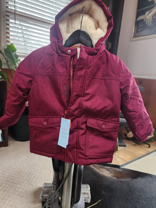 Cat And Jack Maroon Polyester Parkas Jacket