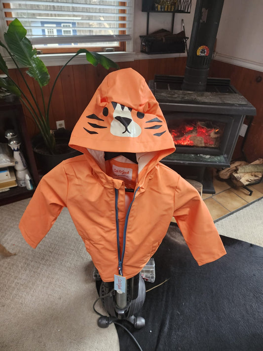 Cat & Jack Classic Orange Rain Coat with Zipper